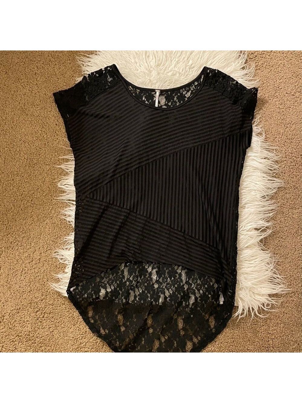 Free People Black top with lace back